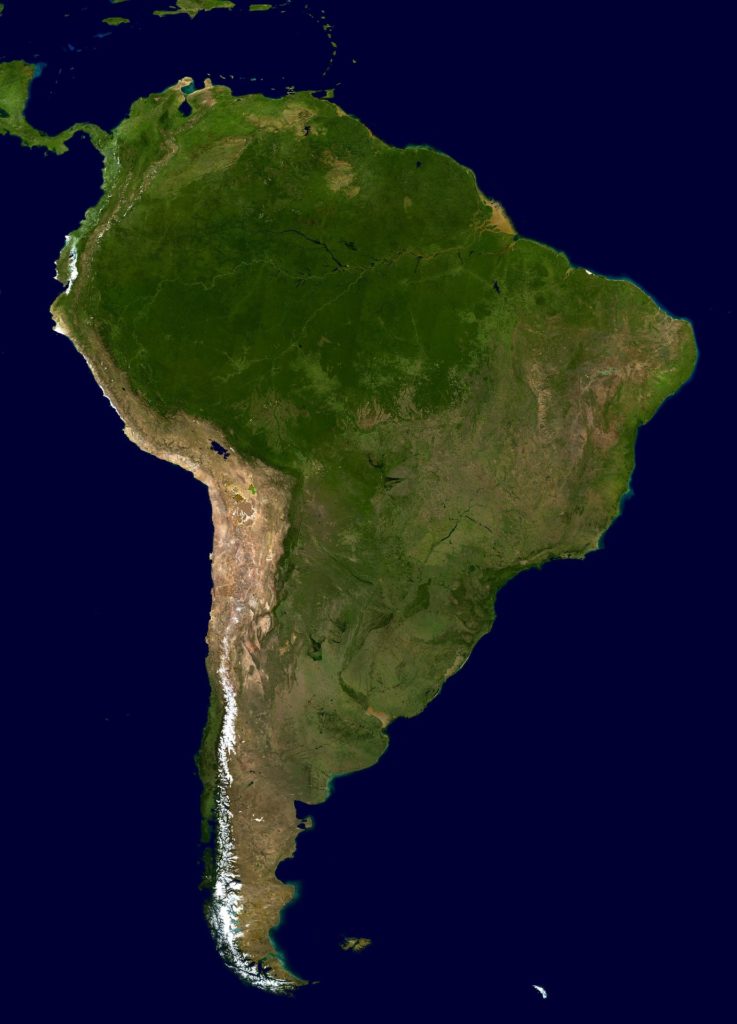 Satellite image of South America